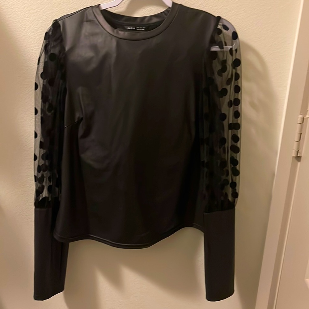 Black Faux Leather Shirt